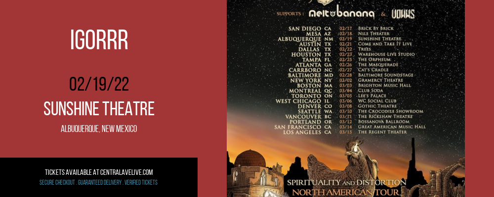 Igorrr at Sunshine Theatre tickets Igorrr at Sunshine Theatre